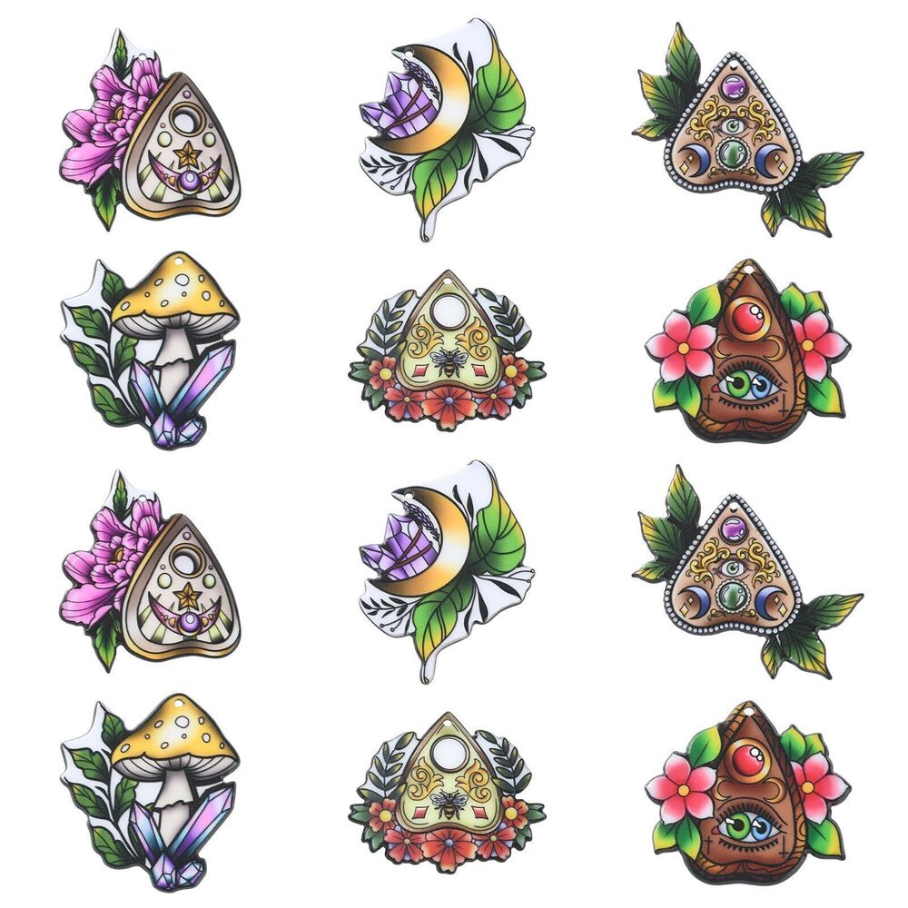 9836 12 Pcs 6 Style Acrylic Cartoon Divination Charms Colorful Plastic